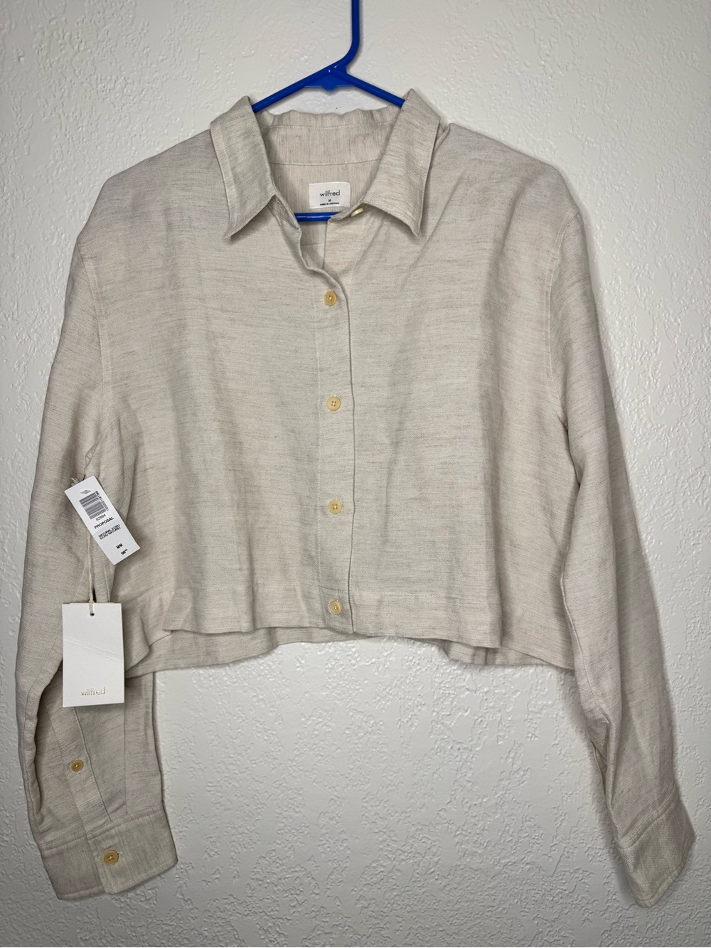 Wilfred by Aritzia Cropped Button-Front Linen Shirt - Natural